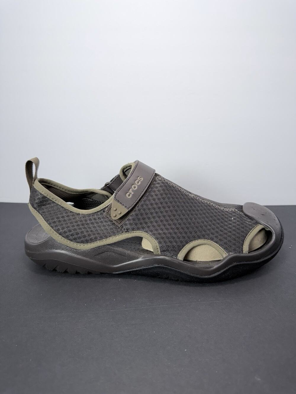 Crocs Swiftwater Mesh Deck Sandal Men’s Size 13 Espresso Brown Water Shoes